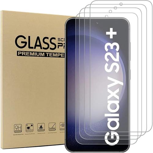 Paquet De 4 Verre Trempé Compatible Avec Samsung Galaxy S23 5g+, Protection D'écran 9h Dureté Et 2.5d Bord Arrondi Pour 0.26mm Extreme Résistant Aux Rayures Transparent
