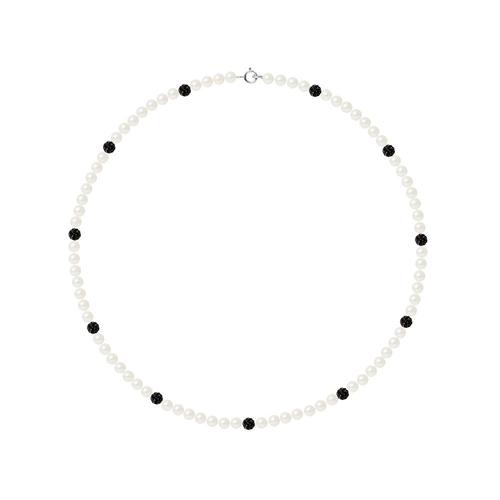 Collier De Perles De Culture Blanches Et Cristal Noir - Blue Pearls Bps K061 W Unique