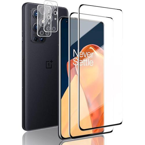 2+2 Pièces Protection Écran Pour Oneplus 9 Pro 2 Pièces+Caméra Arrière Protecteur 2 Pièces Dureté 9h Sans Bulles Anti Rayures Haute Sensibilité Verre Trempé Pour Oneplus 9 Pro1