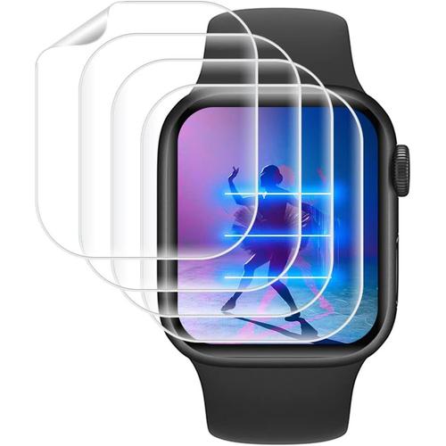 Lot De 4 Films De Protection D'écran Compatibles Avec Apple Watch Series 7 41 Mm Hd Transparent Doux Film D'écran Non Verre Sans Bulles Couverture Complète Antipoussière Iwatch 7 41 Mm