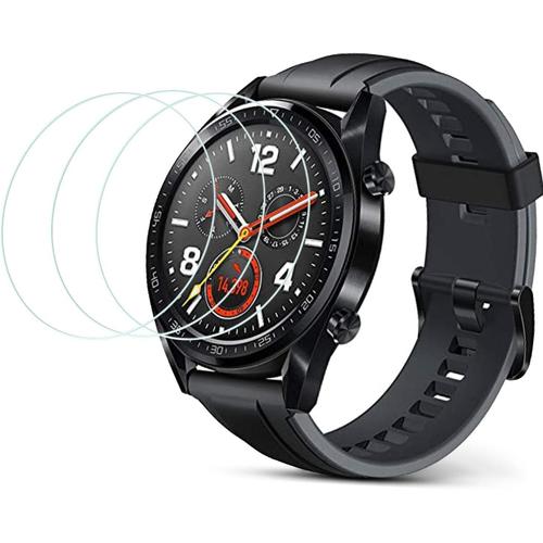 Protecteur D'écran Pour Huawei Watch Gt 3 Pièces De Haute Qualité 9h En Verre Trempé Résistant À La Rayure Protecteur D'écran Rond 2.5d Anti-Bulles Facile À Installer Support 3d