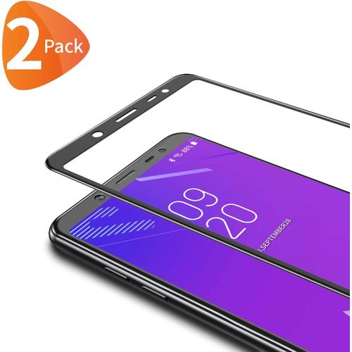 Verre Trempé Pour Samsung Galaxy J6 2018 2 Pièces, Protecteur D'écran Ultra Mince À Couverture Complète, Dureté 9h Haute Définition Verre Trempé Sans Bulles Pour Samsung J6 2018 Noir