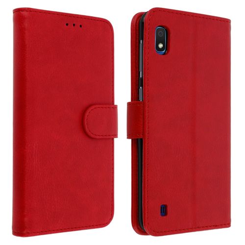Housse Samsung Galaxy A10 Étui Portefeuille Support Stand Rouge