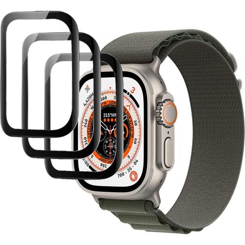 3 Pièce Protection Écran Compatible Avec Apple Watch Ultra 49mm, Film Protection Écran, Soft Hd Tpu Film Clear, 3d Couverture Totale Installation Facile Anti-Rayures