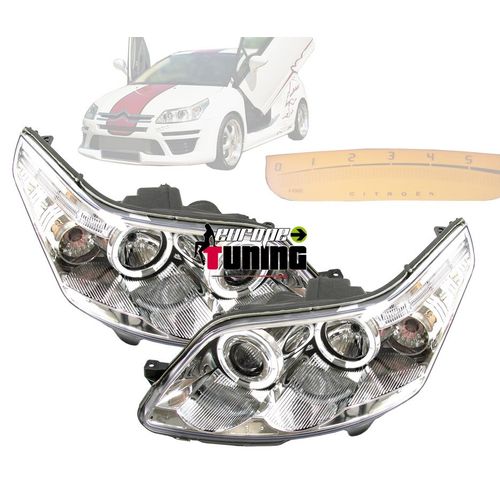 Feux Phares Avants Chrome Angel Eyes Citroen C4