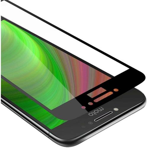 Verre Trempé Couverture Complète Compatible Avec Motorola Moto E4 En Transparent Avec Noir Verre De Protection D'écran Trempé Tempered En Dureté 9h Avec 3d Touch