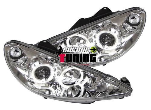 Phares Feux Avants Anneaux Led Angel Eyes Peugeot 206 2002-2009 En H7/H7