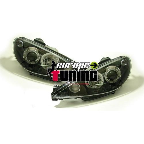 Phares Feux Avants Noirs Anneaux Led Angel Eyes Peugeot 206 2002-2009 En H7/H7