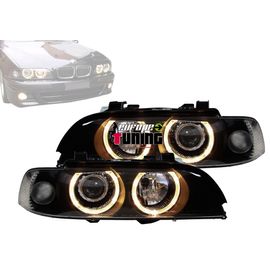 Phares Feux Avants Noirs Angel Eyes Anneaux Leds Bmw Serie 5 E39 Phase 1