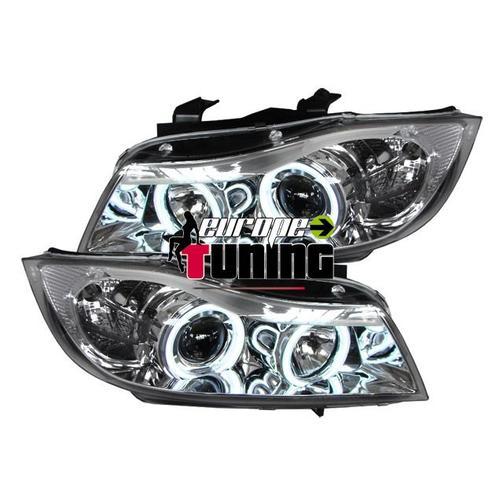 Phares Feux Chrome Angel Eyes Anneaux Led Ccfl Bmw Serie 3 E90 & E91 Phases 1 05-08