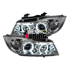 Phares Feux Chrome Angel Eyes Anneaux Led Ccfl Bmw Serie 3 E90 & E91 Phases 1 05-08