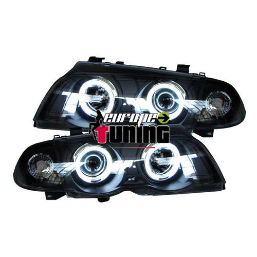 2 Phares Feux Noirs Angel Eyes Anneaux Led Ccfl Bmw Serie 3 E46 5 Portes 1998-2001