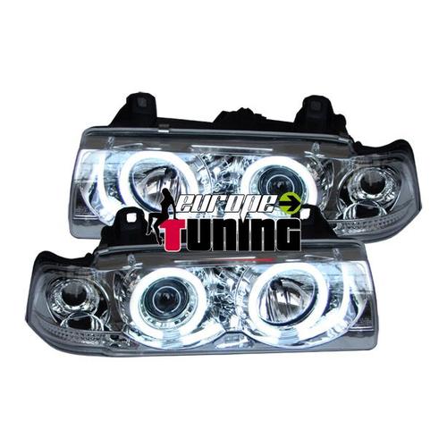 Phares Feux Chrome Anneaux Ccfl Angel Eyes Bmw Serie 3 E36 Berline Touring