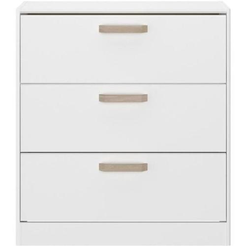 Commode - Meuble Dream 3 Tiroirs - Panneau De Particules - Décor Blanc - L79.7 X H87.8 X P43.8 Cm