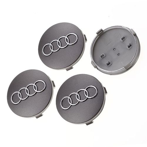 Lot De 4 Capuchons Caches Moyeux Pour Jantes Aluminium Audi A3 A4 A5 A6 A7 A8 S4 S5 S6 S8 S4 Rs4 Q3 Q5 Q7 Tt S Line Quattro A4l A6l Gris 60mm