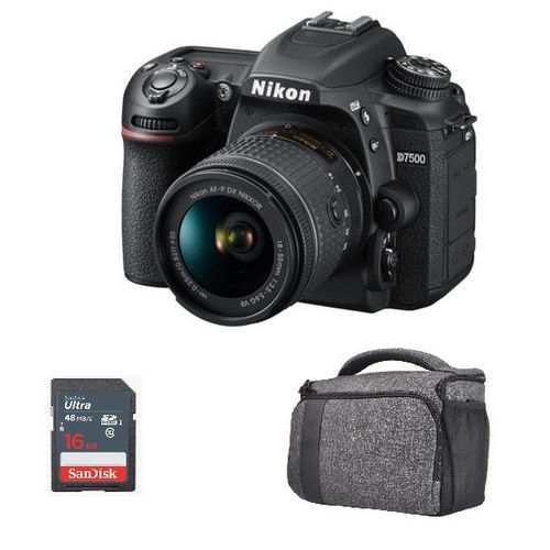 NIKON D7500 Reflex 20.9 mpix + KIT AF-P 18-55mm F3.5-5.6G VR + Bag + 16gb SD card