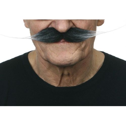 Moustache Grand Noir Avec Pointes Blanches