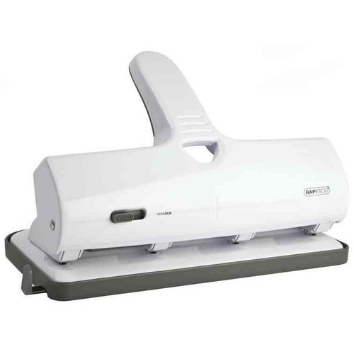 Rapesco Perforateur Grande Capacité Alu 40 Métal & Abs 4 Trous Blanc 40 Flles