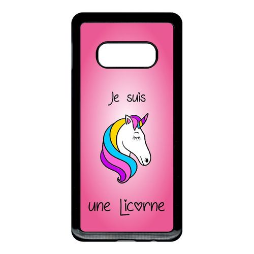 Coque Pour Smartphone - Je Suis Une Licorne Fond Rose - Compatible Avec Samsung Galaxy S10e - Plastique - Bord Noir