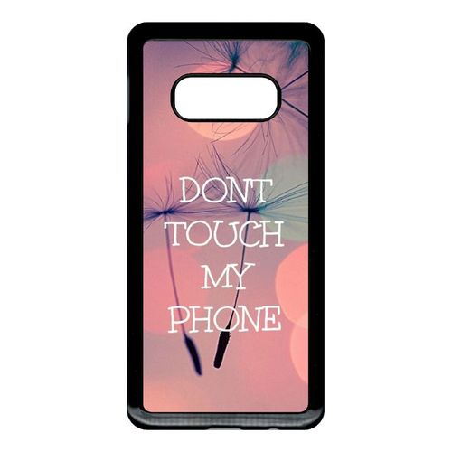 Coque Pour Smartphone - Dont Touch My Phone Fond Rose Poudree - Compatible Avec Samsung Galaxy S10e - Plastique - Bord Noir