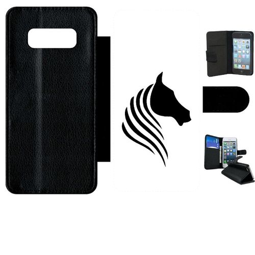 Etui A Rabat - Cheval Fond Blanc - Compatible Avec Samsung Galaxy Note 8.0 - Simili-Cuir - Bord Noir