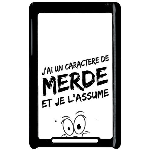 Coque pour tablette J ai un caractere de merde et j assume blanc