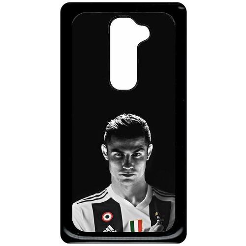 Coque Pour Smartphone - Ronaldo Juventus Foot Noir Et Blanc - Compatible Avec Lg G2 - Plastique - Bord Noir