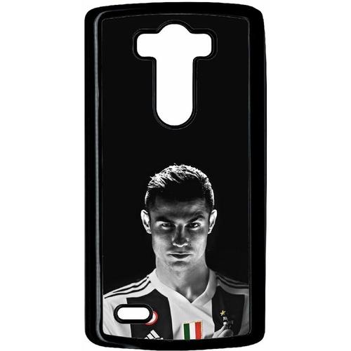 Coque Pour Smartphone - Ronaldo Juventus Foot Noir Et Blanc - Compatible Avec Lg G3 - Plastique - Bord Noir