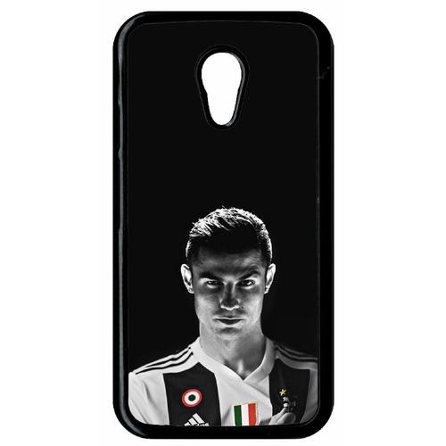 Coque Pour Smartphone - Ronaldo Juventus Foot Noir Et Blanc - Compatible Avec Motorola Moto G (2nd Gen) - Plastique - Bord Noir