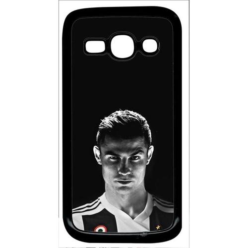 Coque Pour Smartphone - Ronaldo Juventus Foot Noir Et Blanc - Compatible Avec Samsung Galaxy Ace 3 - Plastique - Bord Noir