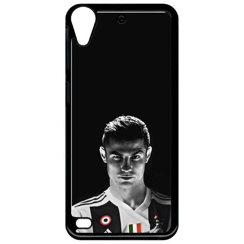 Coque Pour Smartphone - Ronaldo Juventus Foot Noir Et Blanc - Compatible Avec Htc Desire 530 - Plastique - Bord Noir