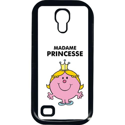 Coque Pour Smartphone - Madame Princesse Blanc - Compatible Avec Samsung I9190 Galaxy S4 Mini - Plastique - Bord Noir