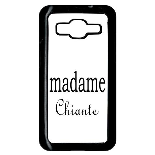 Coque Pour Smartphone - Madame Chiante Blanc - Compatible Avec Samsung Galaxy Core Prime - Plastique - Bord Noir