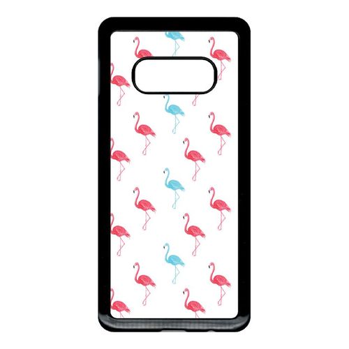 Coque Pour Smartphone - Flamand Rose - Compatible Avec Samsung Galaxy S10e - Plastique - Bord Noir