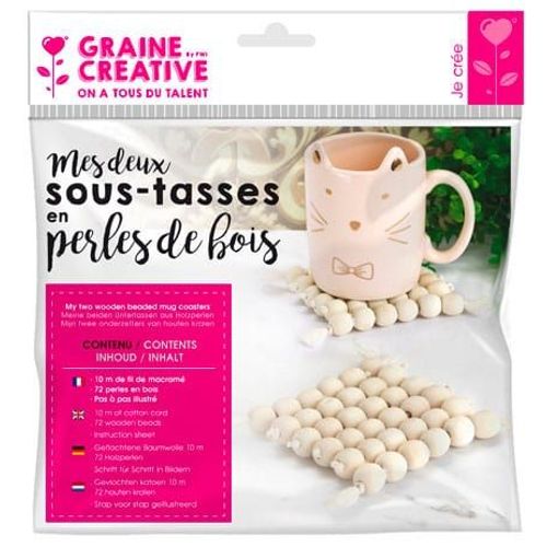 Kit Sous-Tasse En Perles De Bois 2 Pièces - Graine Créative