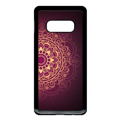 Coque Pour Smartphone - Oriental Fond Mauve Et Or - Compatible Avec Samsung Galaxy S10e - Plastique - Bord Noir