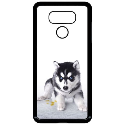 Coque Pour Smartphone - Bebe Chien Husky - Compatible Avec Lg G6 - Plastique - Bord Noir