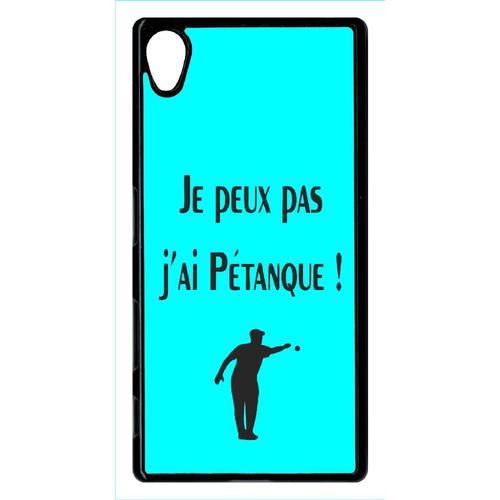 Coque Xperia Z5 - Je Peux Pas J Ai Petanque Turquoise - Noir