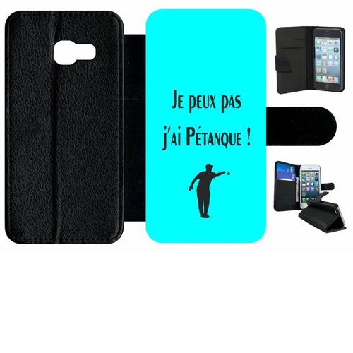 Etui À Rabat Galaxy A3 (2017) - Je Peux Pas J Ai Petanque Turquoise - Simili-Cuir - Noir