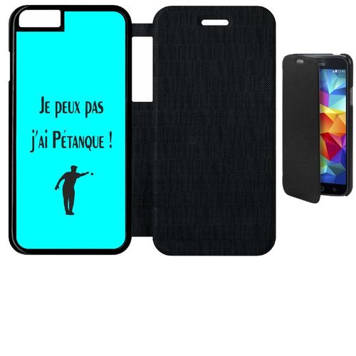 Etui A Flip Flap - Je Peux Pas J Ai Petanque Turquoise - Compatible Avec Apple Iphone 6s - Plastique - Bord Noir