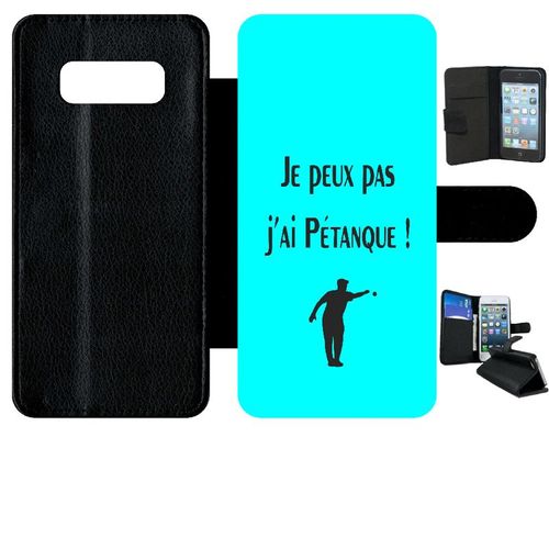 Etui A Rabat - Je Peux Pas J Ai Petanque Turquoise - Compatible Avec Samsung Galaxy Note 8.0 - Simili-Cuir - Bord Noir