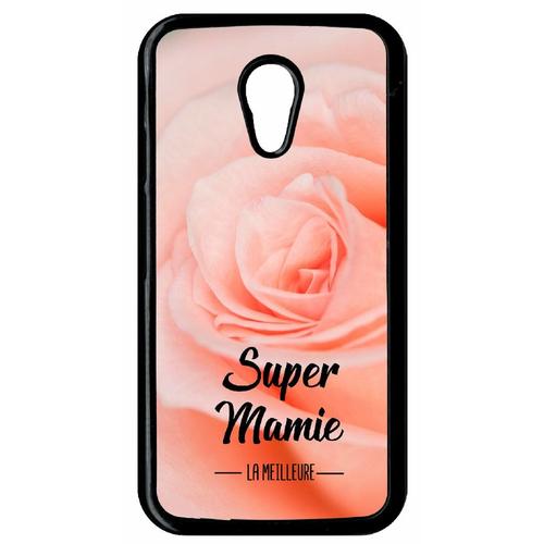 Coque Pour Smartphone - Super Mamie La Meilleure Fond De Roses - Compatible Avec Motorola Moto G (2nd Gen) - Plastique - Bord Noir