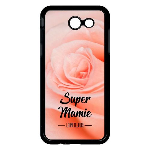Coque Pour Smartphone - Super Mamie La Meilleure Fond De Roses - Compatible Avec Samsung Galaxy J3 (2017) - Plastique - Bord Noir