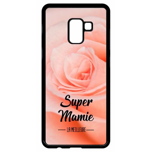 Coque Galaxy A8+ (2018) - Super Mamie La Meilleure Fond De Roses - Noir