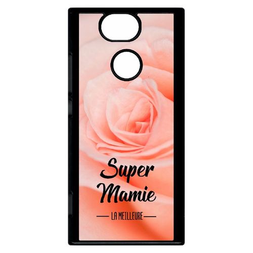 Coque Pour Smartphone - Super Mamie La Meilleure Fond De Roses - Compatible Avec Sony Xperia Xa2 - Plastique - Bord Noir