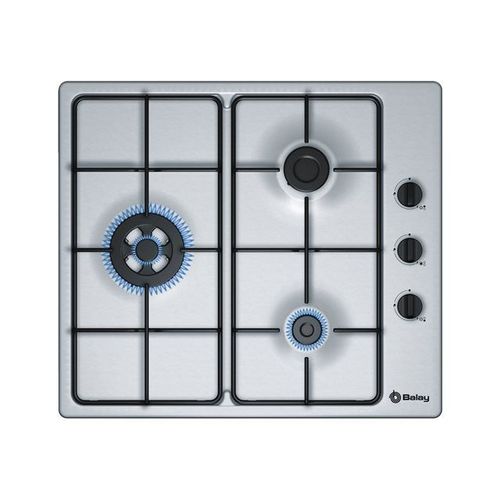 Balay 3ETX463MB - Table de cuisson au gaz - 3 plaques de cuisson - Niche - largeur : 56 cm - profondeur : 48 cm - argent - acier inoxydable