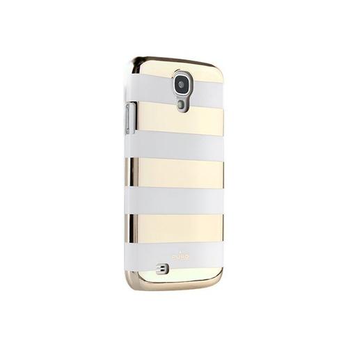 Puro Stripe - Coque De Protection Pour Téléphone Portable - Blanc, Transparent, Or - Pour Samsung Galaxy S4