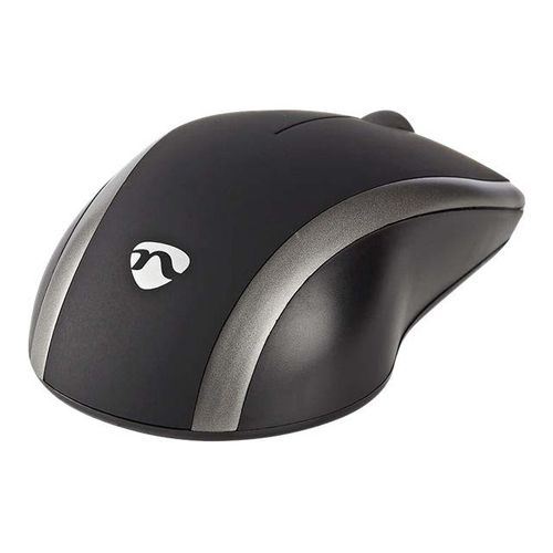 Nedis - Souris - droitiers et gauchers - 3 boutons - sans fil - récepteur sans fil USB - gris, noir