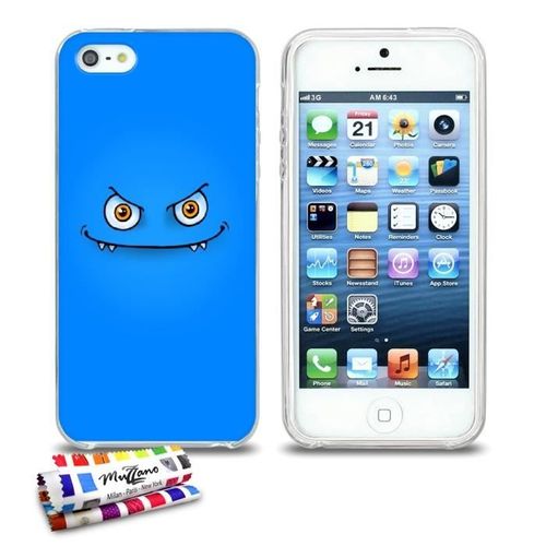 Coque Iphone 5 5s Se Monstre Bleu Silicone Transparent Souple (Tpu)