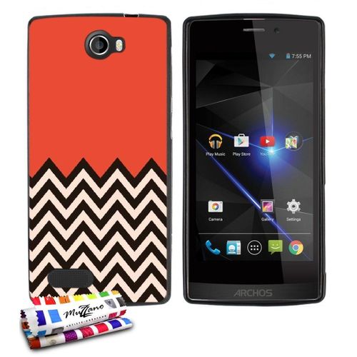 Coque Archos Diamond Plus Chevrons Orange Silicone Noir Souple (Tpu)